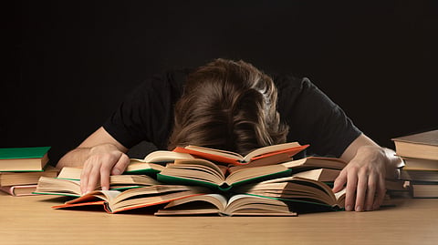 Close up on still life of hard exams