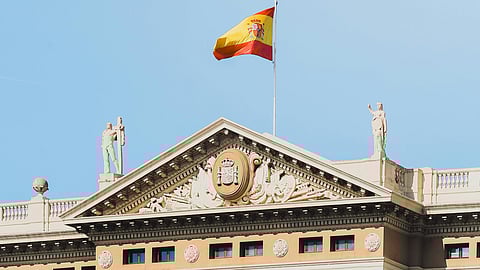 A building with Spanish flag.