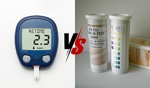 Test strips for the determination of glucose/ketones in urine