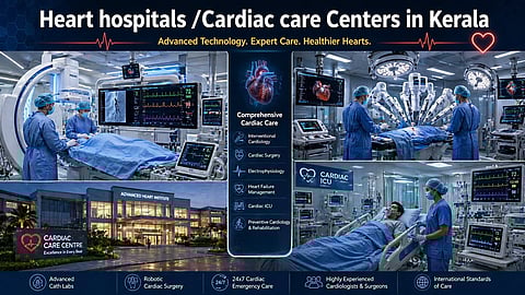 A collage of multiple AI images showing cardiac ICU, a hospital and a patients getting treatment. 