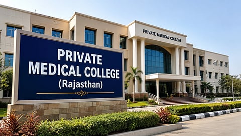 College building with board for private medical college.