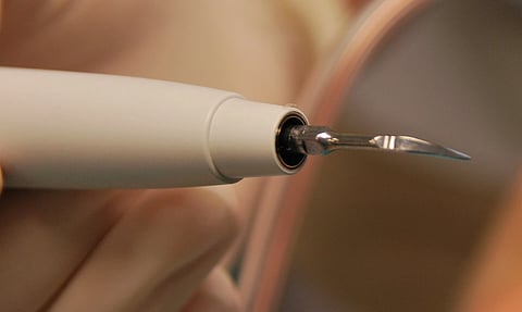 A scaler tip of a ultrasonic machine. 