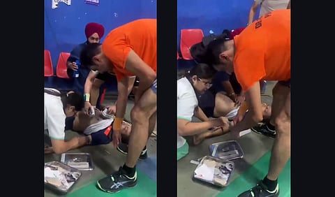 Deepak Pujara receiving care for heart attack