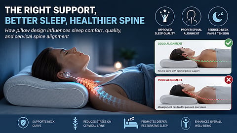Cervical pillow promoting proper neck support during sleep.
