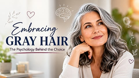 White woman with natural white hair wondering