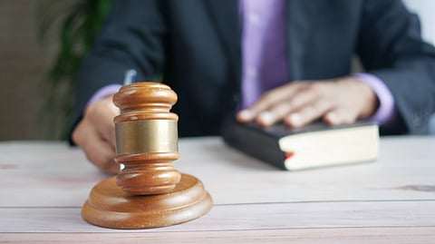 A judge with gavel.