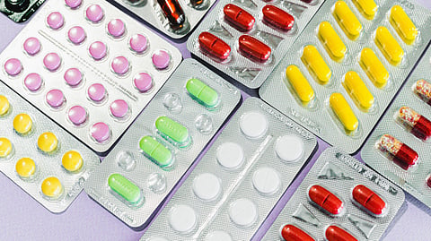 Different types of medicine strips.