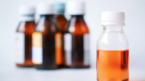Medicinal Syrups in bottles.