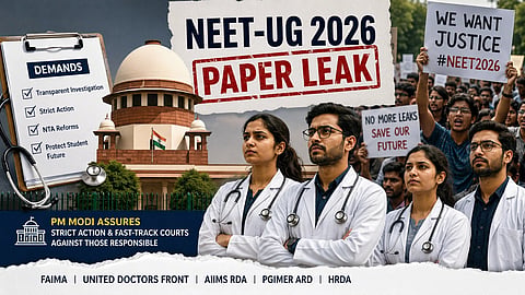 Poster with students and high court as well as protest pictures.