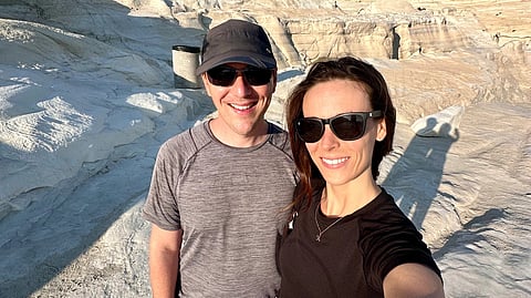 Emilie and Justin Solomon in Greece for IVF treatment in 2024