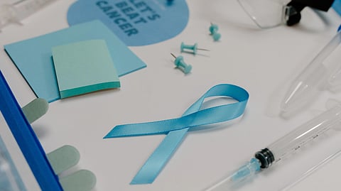 Cancer ribbon in blue colour