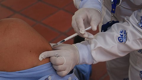Injection being administered to a patient
