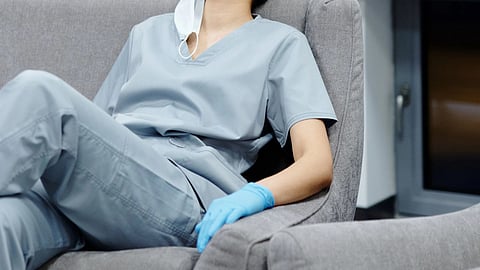 Health professional resting