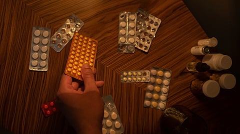 various pills on the table