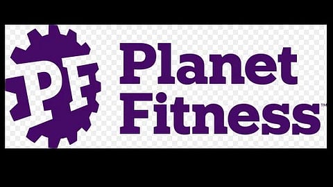 Planet Fitness logo in white and purple.