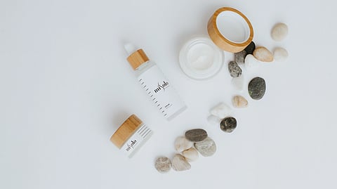 top view of facial skinare beauty products