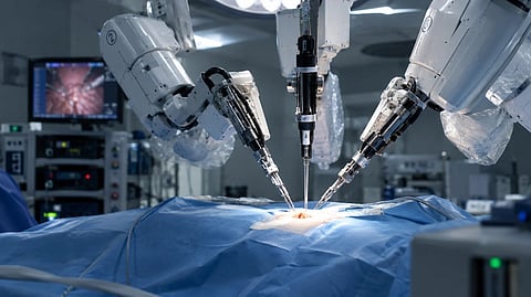 Robot performing a surgery in OT
