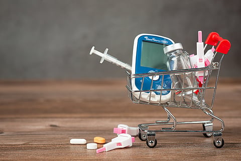 diabetic medical equipment in cart