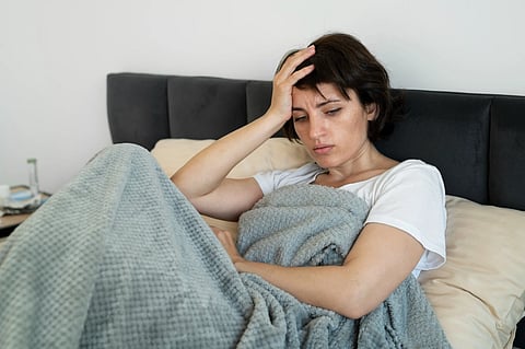 Sick woman at home