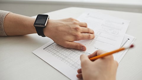 person taking an exam
