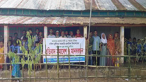 আদালতের নিষেধাজ্ঞা অমান্য করে বিদ্যালয়ের মাঠ দখল