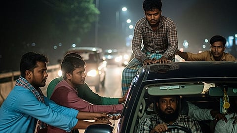 গভীর রাতে মহাসড়কে নাটকীয় ঘটনা : ডাকাতি-দুর্ঘটনা-খুন-গণপিটুনি-মৃত্যু