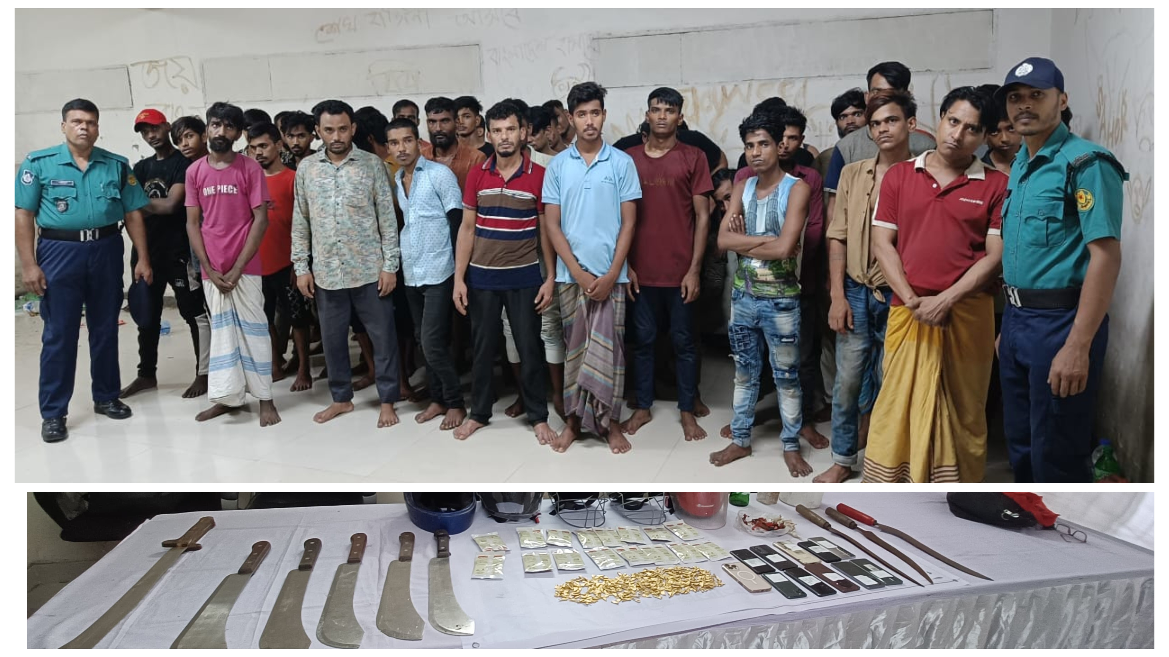 মোহাম্মদপুরের জেনেভা ক্যাম্পে পুলিশের অভিযানে ককটেল, মাদক ও দেশীয় অস্ত্র উদ্ধারসহ গ্রেফতার ৪০