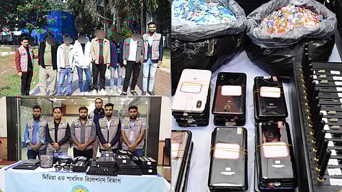 ৫১,২৫১ টি  সিম, ৫১ টি ফোন ও ২১ টি ভিওআইপি গেটওয়ে সামগ্রী উদ্ধার; ০৫ চীনা নাগরিকসহ ০৮ সদস্য গ্রেফতার