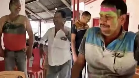 സ്റ്റേഷനിൽ ഹോളി ആഘോഷം; കൂടെ മദ്യപാനവും ന്യത്തവും; 5  പൊലീസുകാർക്ക് സസ്പെൻഷൻ (വീഡിയോ)