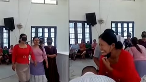 'വൈഫ് ഓഫ് ദി ഇയർ': മത്സരത്തിൽ ഭർത്താവിനെ കൃത്യമായി തിരിച്ചറിഞ്ഞ് ഭാര്യയുടെ തന്ത്രം..!!! (video)