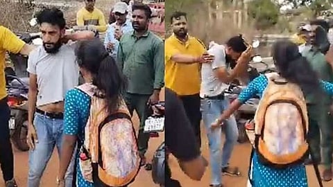 അപമര്യാദയായി പെരുമാറി;  ജനക്കൂട്ടം നോക്കി നിൽക്കെ യുവാവിനെ  ചെരിപ്പൂരിയടിച്ച് കോളെജ് വിദ്യാർഥിനി