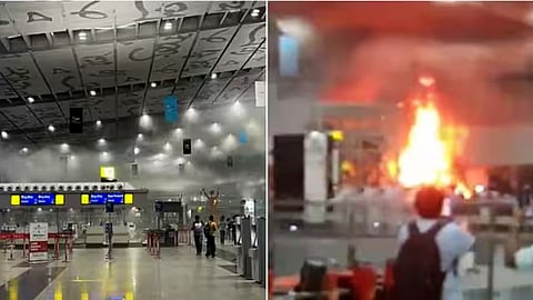കൊൽക്കത്ത വിമാനത്താവളത്തിൽ വന്‍ തീപിടുത്തം; ആളുകളെ ഒഴിപ്പിച്ചു ( Video)