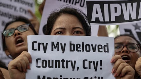 മണിപ്പൂരിലെ അക്രമങ്ങളിൽ പ്രതിഷേധിച്ചു നടത്തിയ പ്രകടനത്തിൽനിന്ന്.