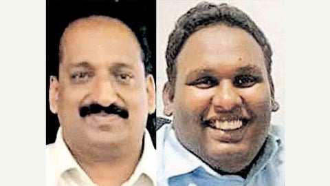 അറസ്റ്റിലായ സതീഷ് കുമാർ, പി.പി.കിരൺ
