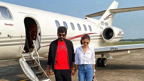 Nayanthara, husband Vignesh Shivan coming out of own private jet.