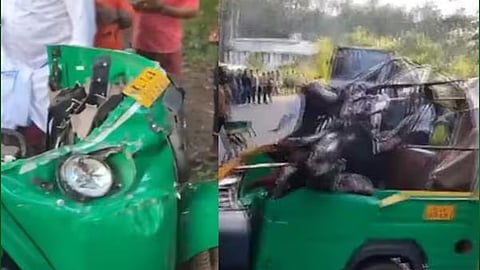 അപകടത്തിൽപ്പെട്ട ഓട്ടോ