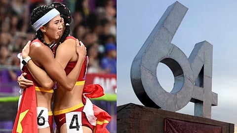Gold medalist Lin Yuwei and teammate Wu Yanni at the 19th Asian Games in Hangzhou, China, October 1, 2023