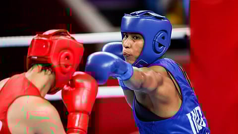 Lovlina Borgohain during the bout.
