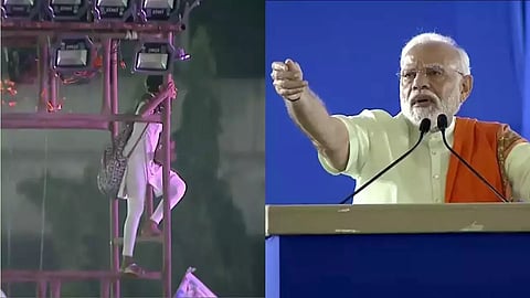 Modi asks girl to come down from the light tower