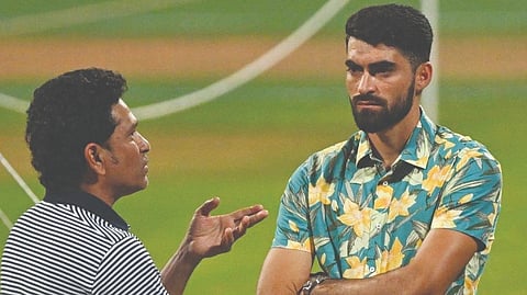 Ibrahim Zadran with Sachin Tendulkar