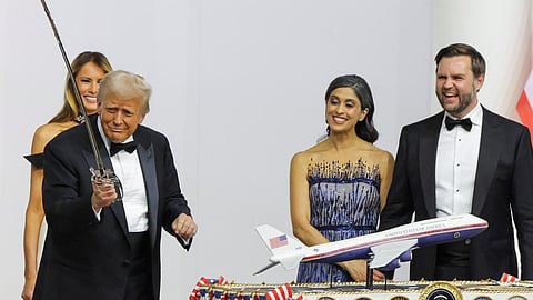 Donald Trump with Usha Chilukuri Vance and JD Vance