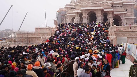Crowd waiting for darshan at Ayodhya Ram Temple