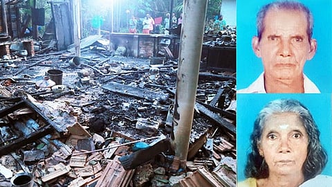 Mannar Elderly couple dies in house fire Son arrested