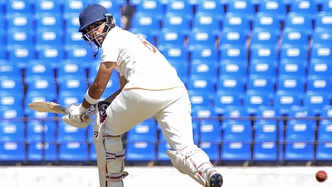 Vidarbha batter Dhurv Shorey plays a shot against Mumbai in Ranji Trophy semi final
