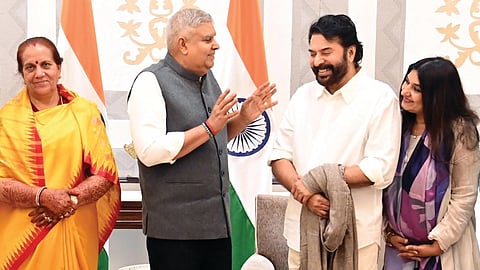 Mammootty, wife Sulfath meet Vide-President Jagdeep Dhankar and his wife Sudhesh