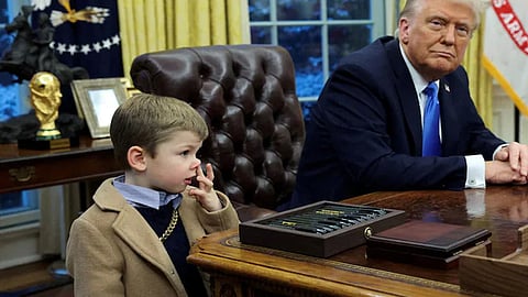 Trump removes  office desk, after  musk's son seen nose picking