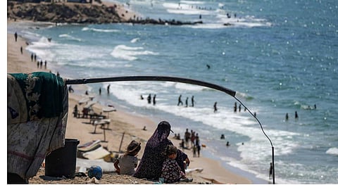 Mediterranean Sea shore, west of Deir al-Balah, Gaza 20 August 2024.