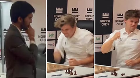 Magnus Carlsen slams table after losing to D. Gukesh Norway Chess
