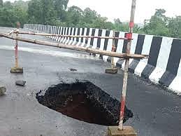Huge potholes on Samriddhi Expressway, which opened three weeks ago