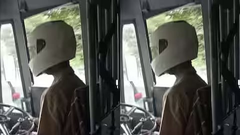 ksrtc bus drivers wear helmets after buses and trucks attacked in bharat bandh